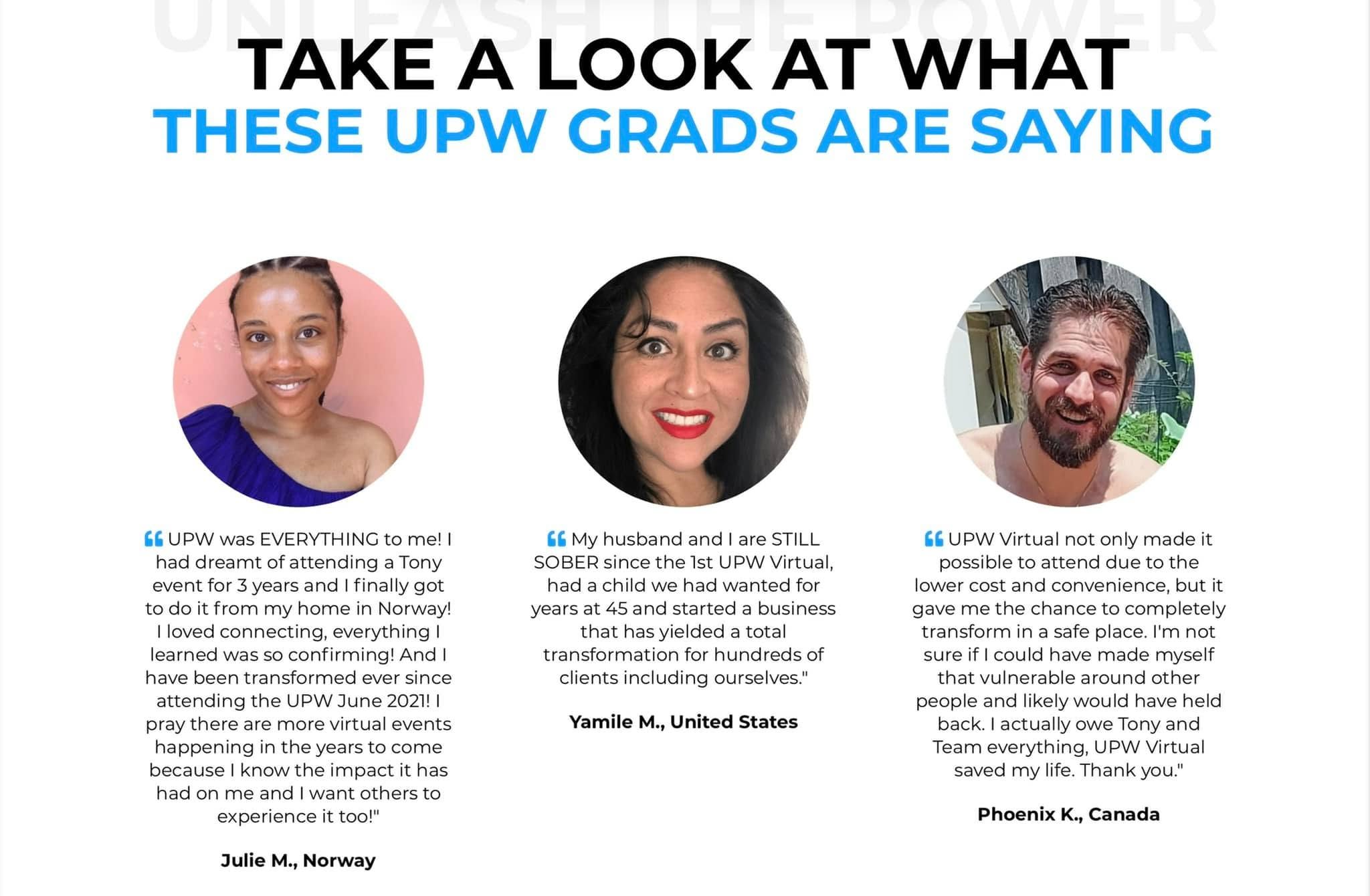Yamile McBride featured among Unleash the Power Within graduate testimonials.